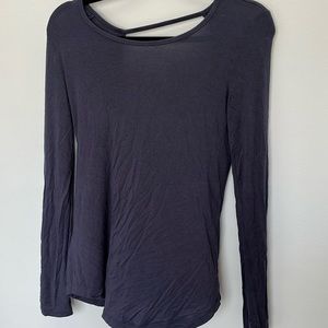 Purple long sleeve shirt with cut out back
